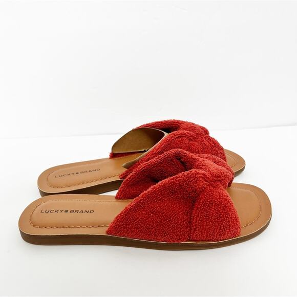 LUCKY BRAND LK-BRITTANI RANCHO RED SEASIDE TERRY WOMEN 8.5 SANDALS NEW - Picture 7 of 9